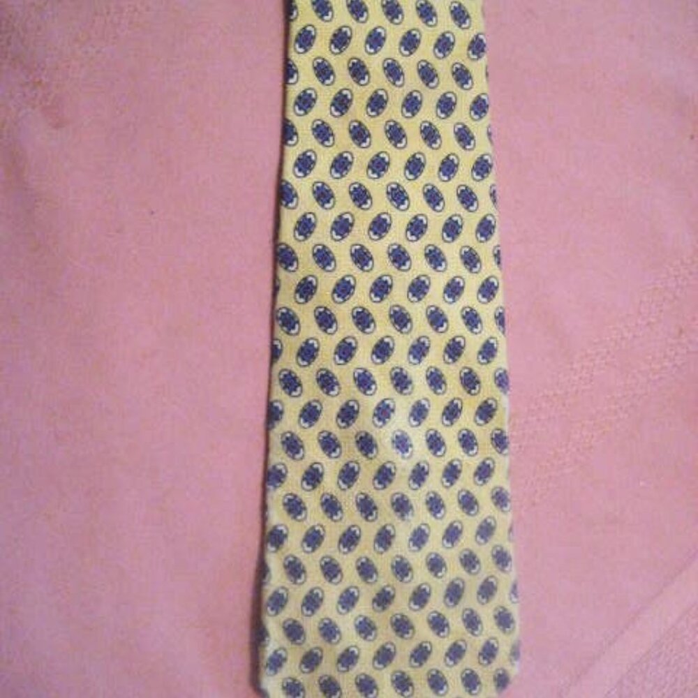 Men's Tie Ralph Lauren RLL Yellow 100% Silk Hand Finished